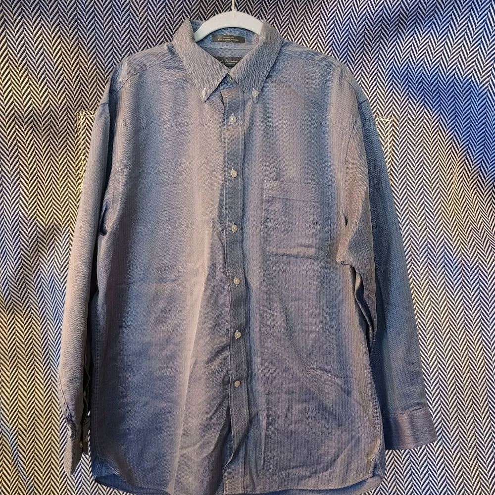 Men's Daniel Cremieux Blue Chevron Long Sleeve Button Down Dress Shirt Large